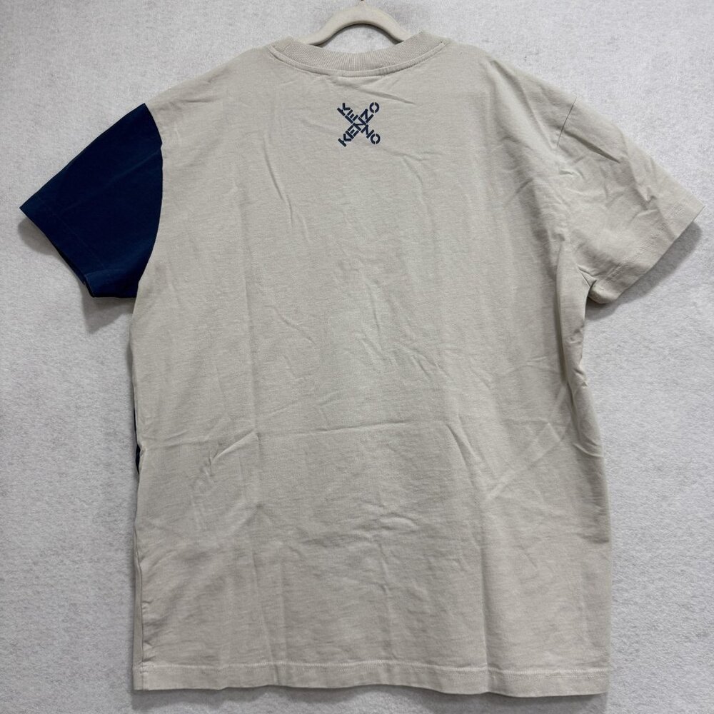 Kenzo Shirt Mens Large Blue Beige Graphic Logo Short Sleeve Tee SS19 100% Cotton - Picture 8 of 9